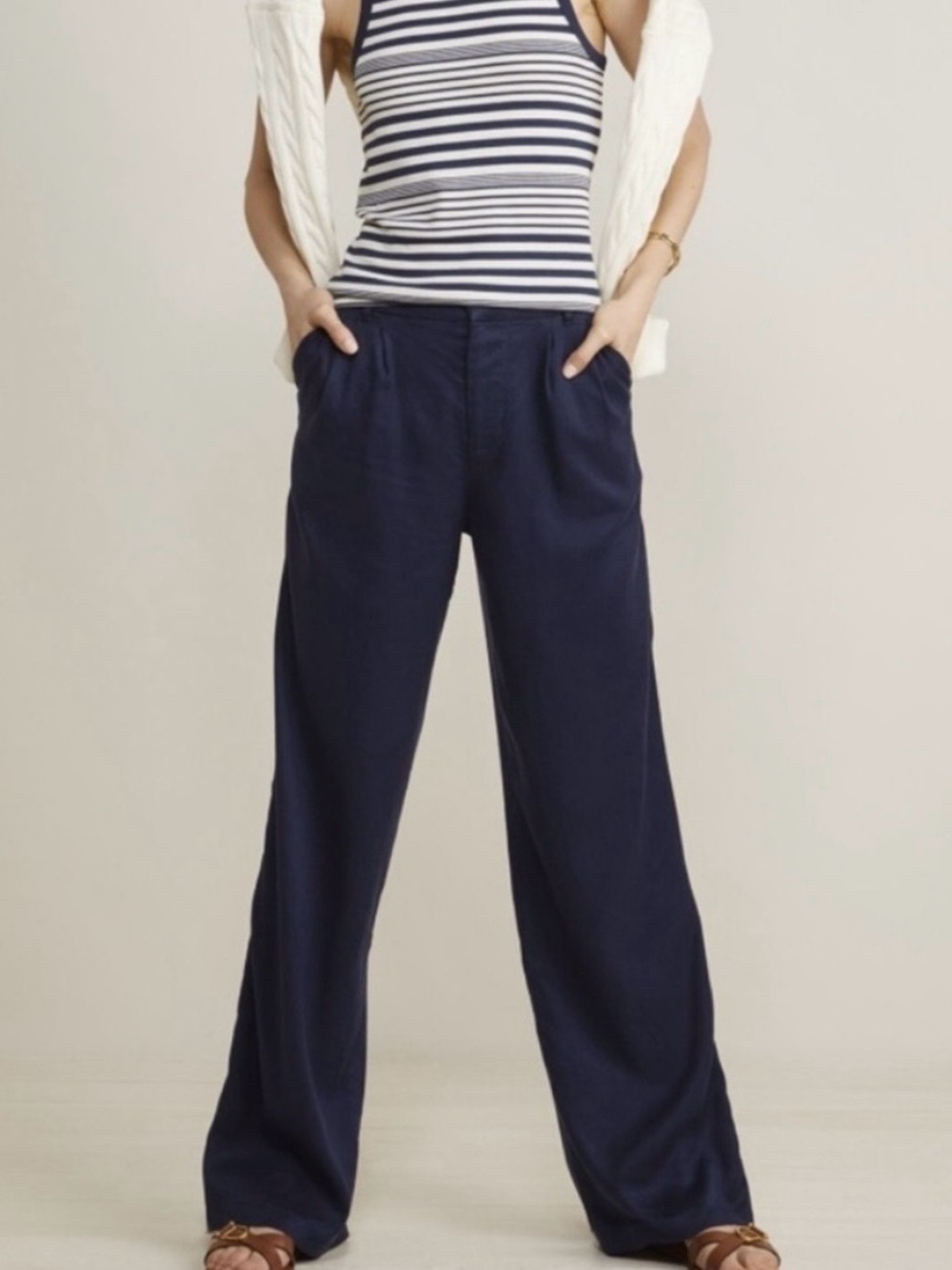 Vineyard Vines Navy Wide-Leg Trousers